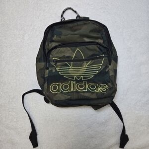 ADIDAS Backpack Camo Full Size Big Logo Trefoil Green Laptop Pocket